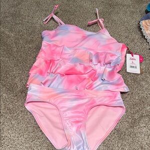 Justice Pink and Lavender Ruffle Tankini Set